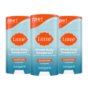 Lume unscented stick front packaging showing label and size benefit