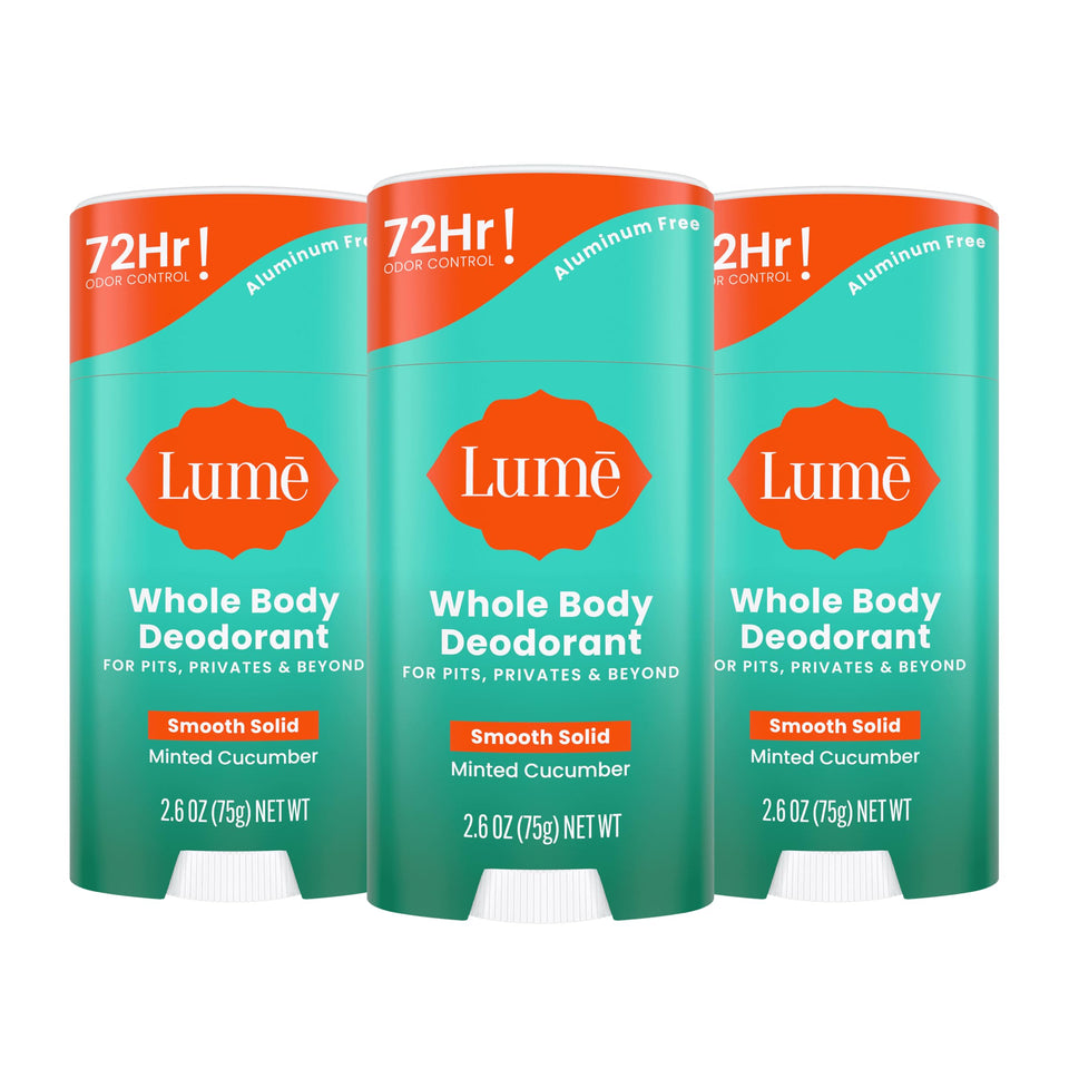 Lume front packaging showing three Minted Cucumber sticks for longer supply and convenience