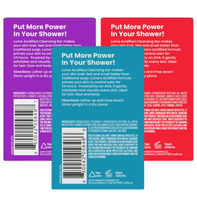Close view of Lume ingredient and label highlighting pH‑optimized formula and clean ingredients