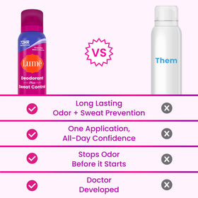 Lume label closeup highlighting baking soda free and vegan formulation