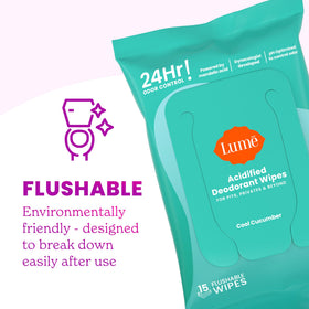 Lume product label highlighting doctor-developed, skin-loving formula