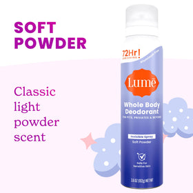 Lume label close-up showing ingredients and features for aluminum and baking soda free benefit