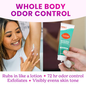 Close-up of Lume label with ingredient details promoting skin safety