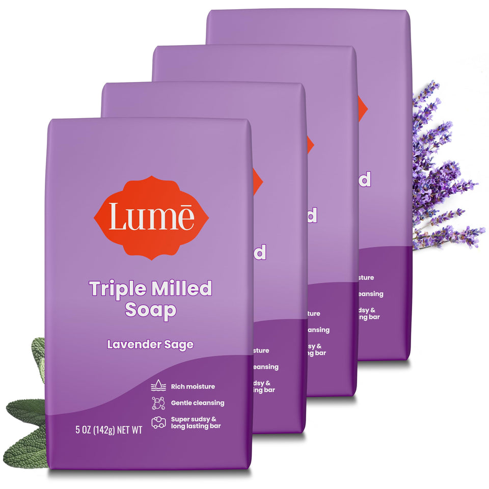 Lume front packaging showing Lavender Sage scent and pack benefits