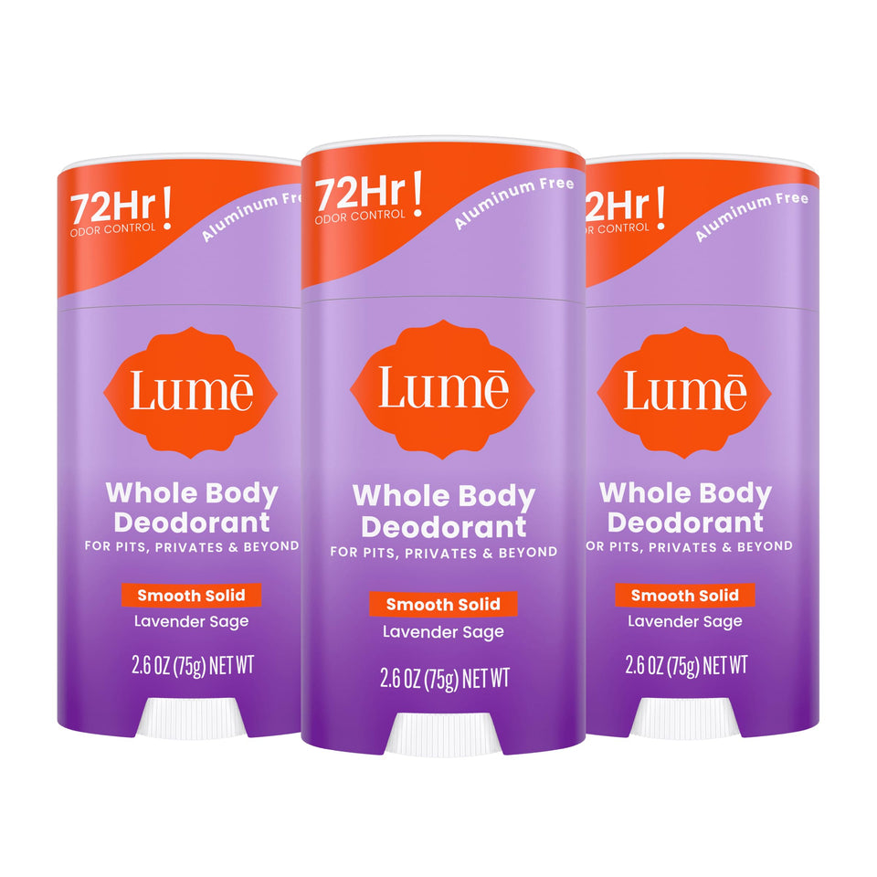Lume front packaging showing Lavender Sage scent and three sticks for easy restocking