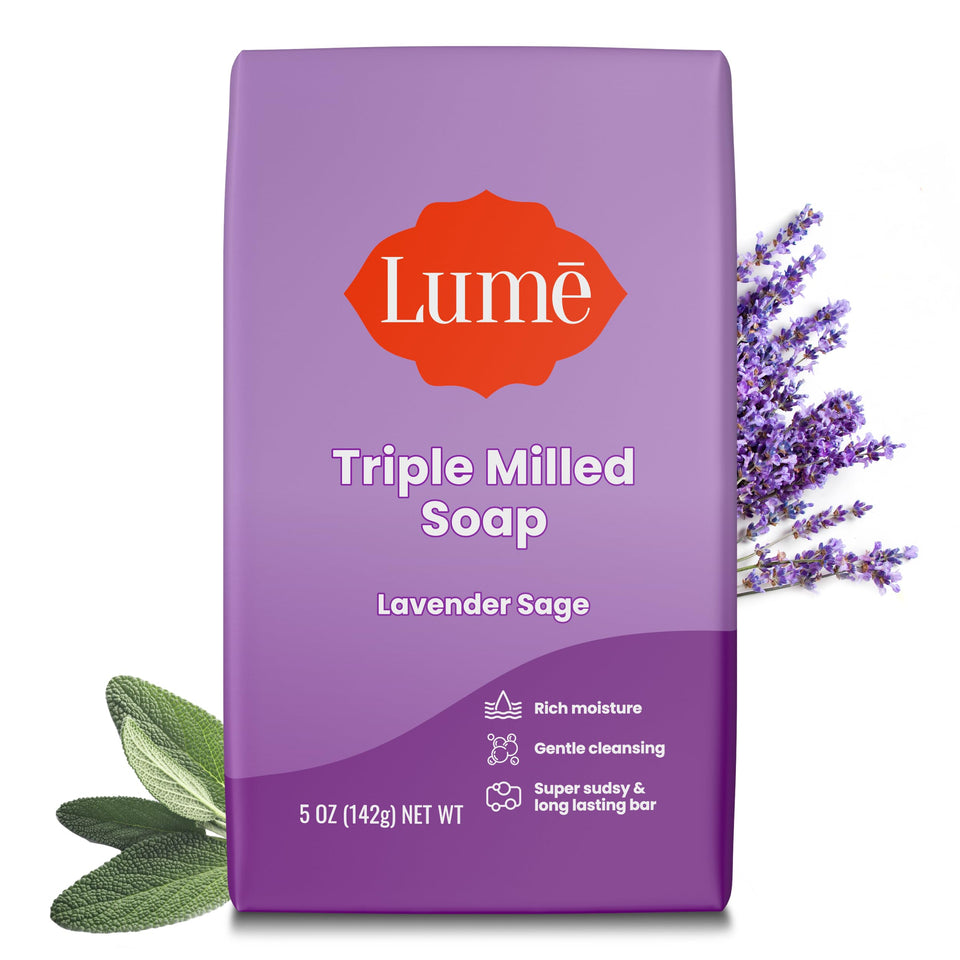 Lume front packaging showing Lavender Sage and product benefits