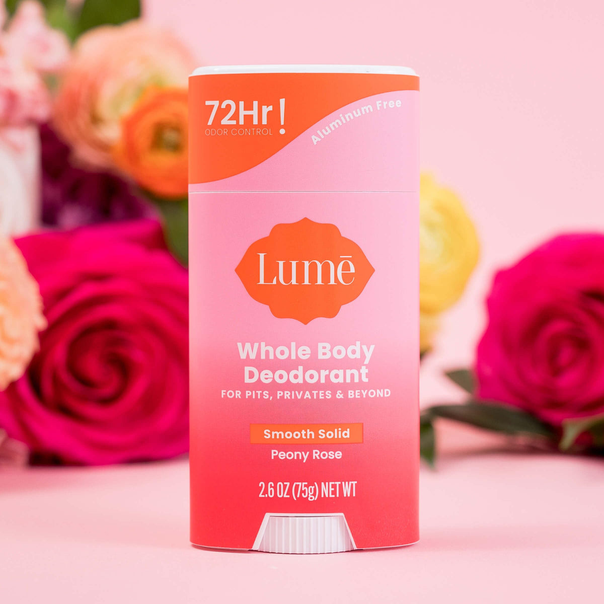 Lume stick on bathroom counter in lifestyle scene promoting daily routine freshness