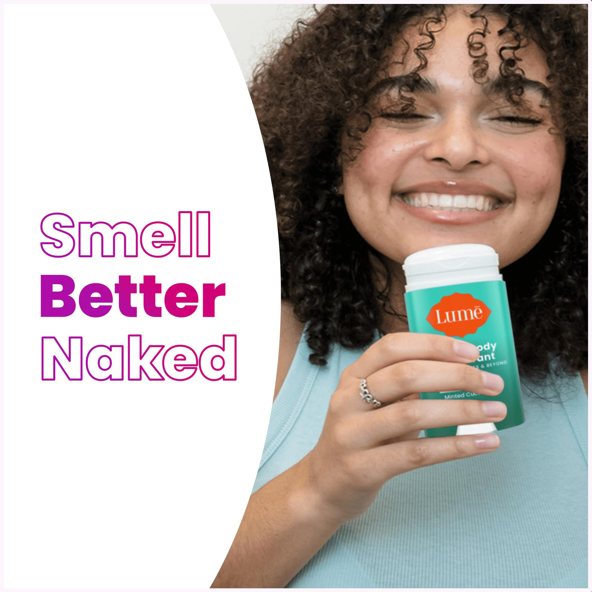 Lume placed on bathroom vanity evoking fresh minted cucumber spa-like scent