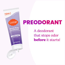 Lume invisible cream underarm with no stains showing clothing-safe benefit