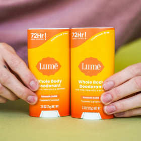 Lume pack of two sticks side by side for extra freshness on hand