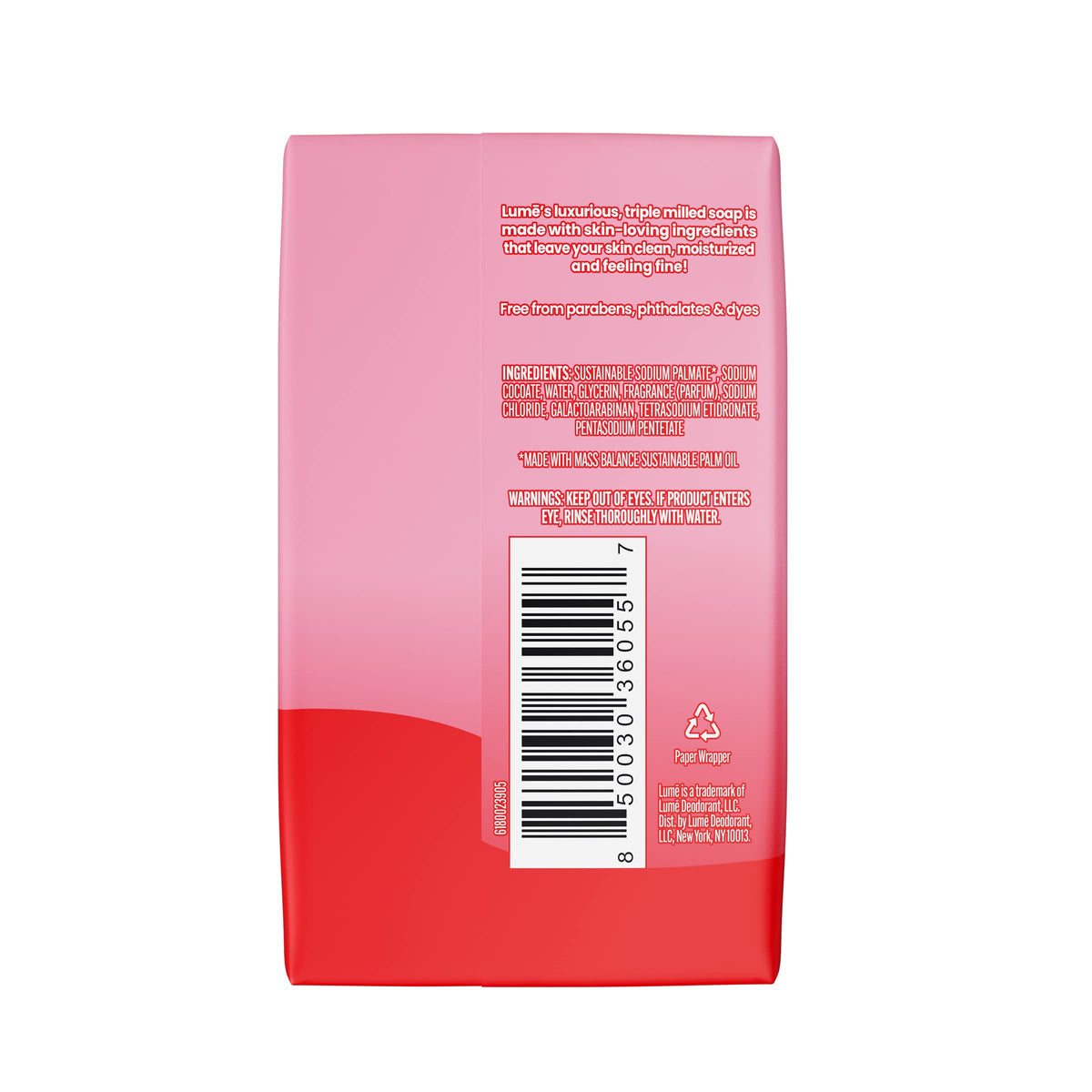 Lume angled bar soap highlighting dense triple-milled texture