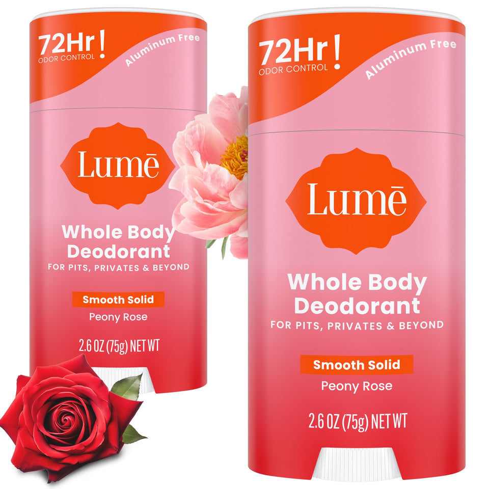 Lume Peony Rose front packaging showing product and scent details for quick identification