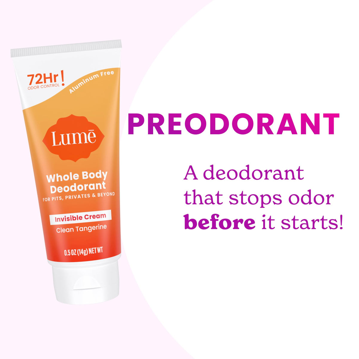 Lume size comparison with credit card shows compact .5oz tube for easy carrying benefit
