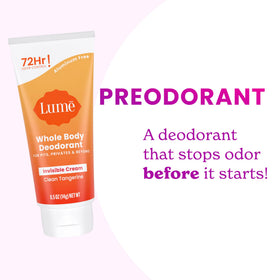Lume size comparison with credit card shows compact .5oz tube for easy carrying benefit