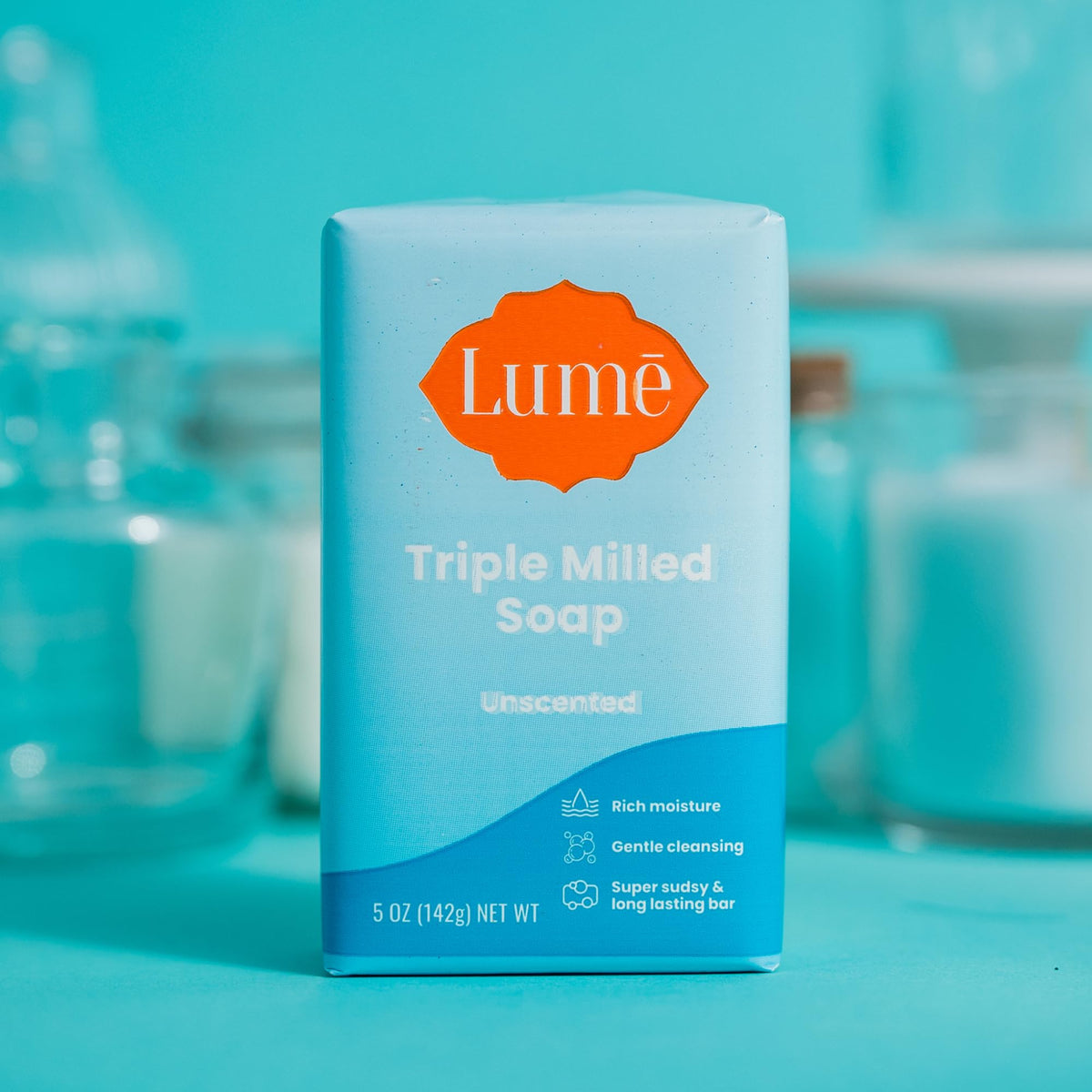 Lume bar beside ruler showing 5 ounce size and lasting value