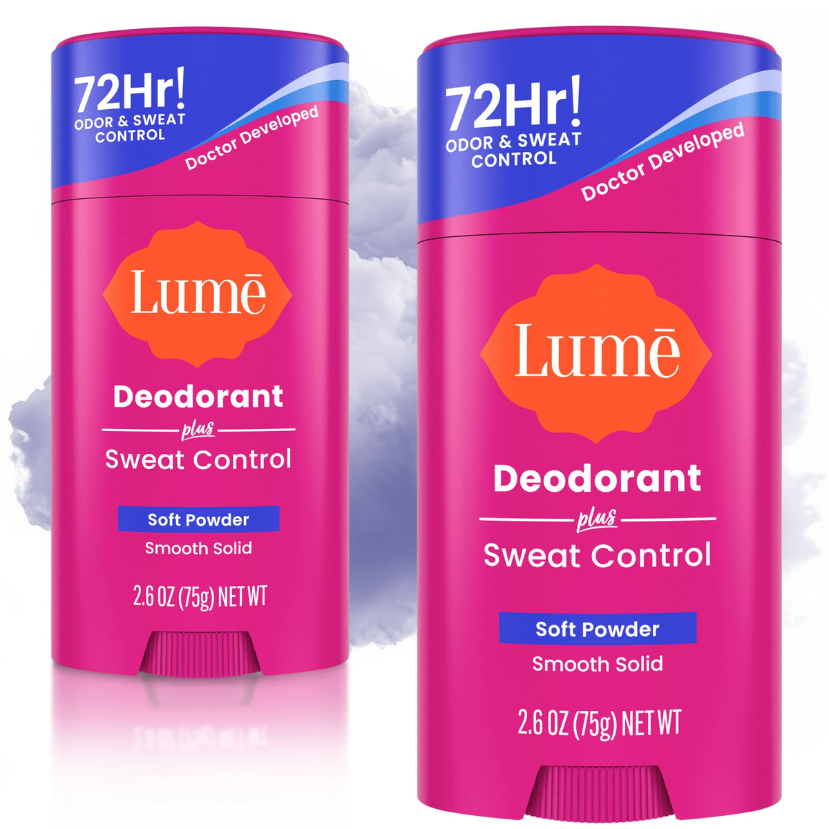 Lume smooth solid stick front packaging showing brand and scent for confident protection