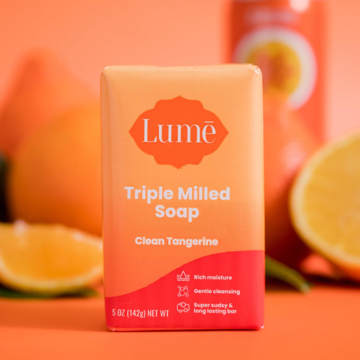 Lume 5 ounce bar in hand for scale and easy daily use benefit