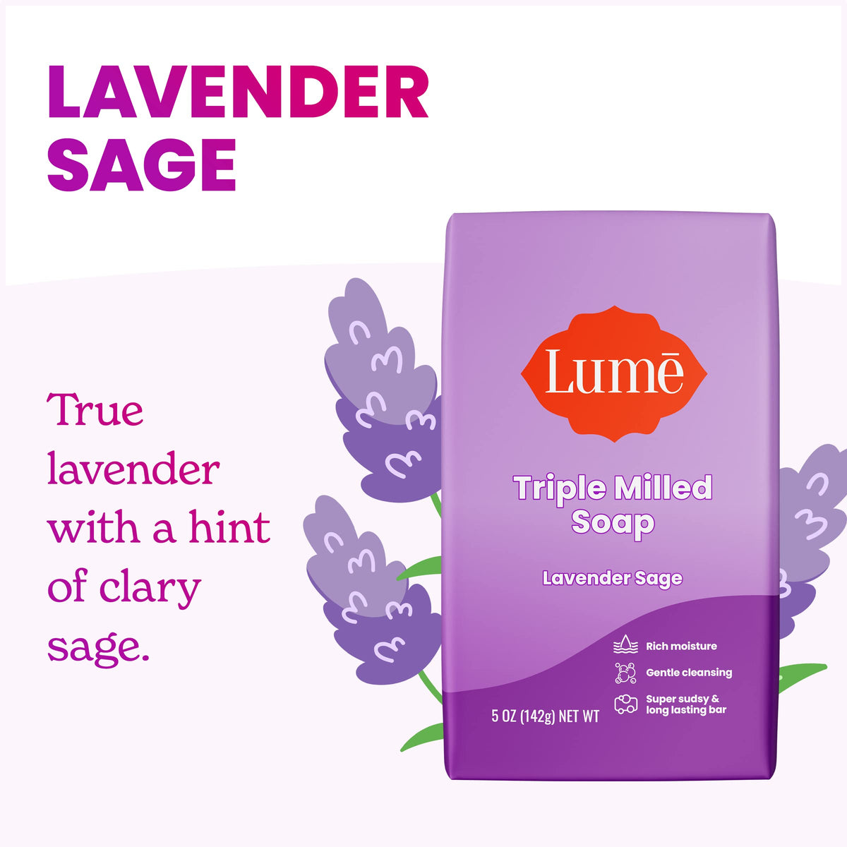 Lume soap lathered in hand producing creamy moisturizing foam