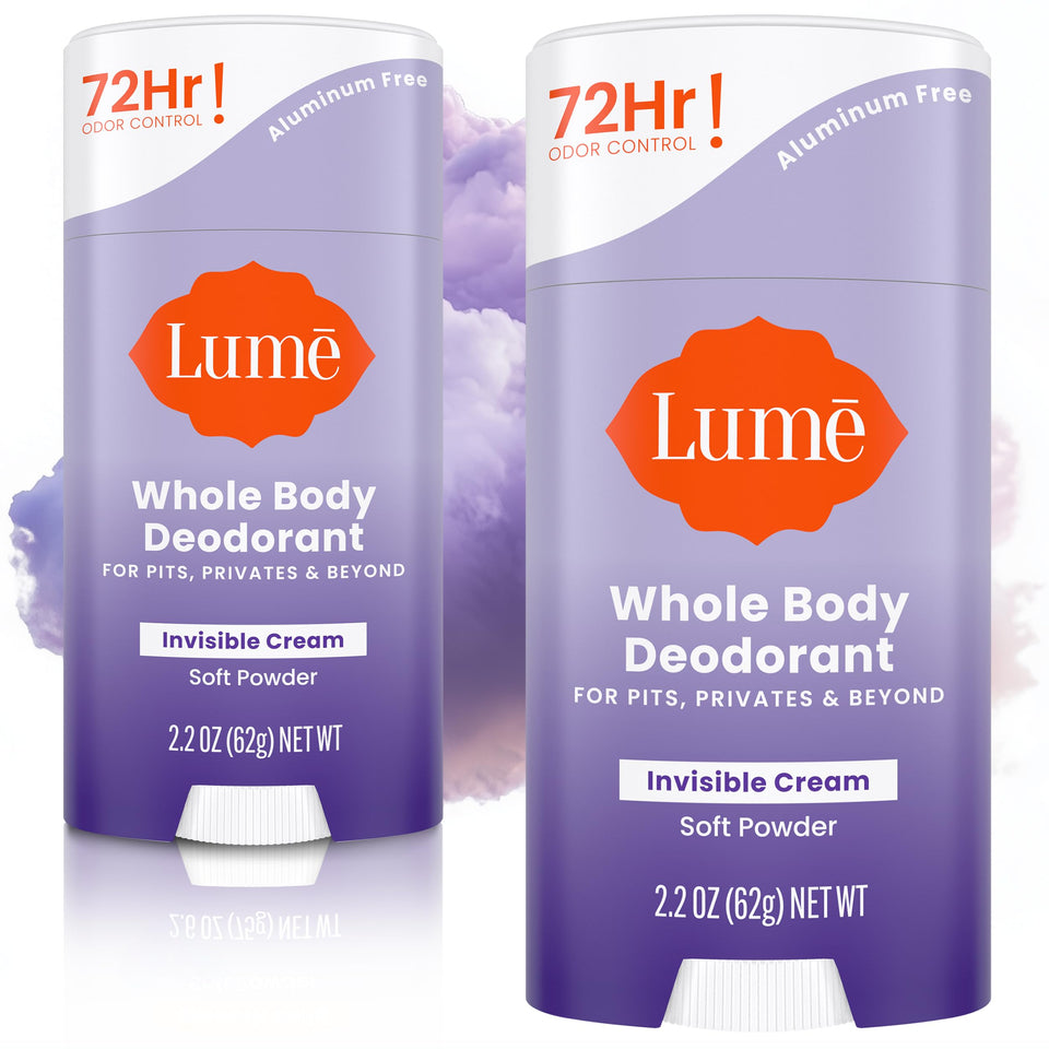 Lume soft powder front stick showing clean packaging and easy-grip design