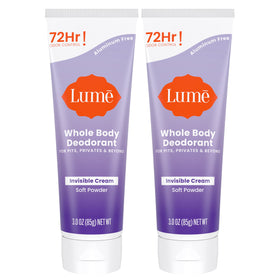 Lume Soft Powder front tube showing clean packaging and scent benefit