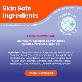Lume label close-up highlighting Soft Powder scent and ingredients