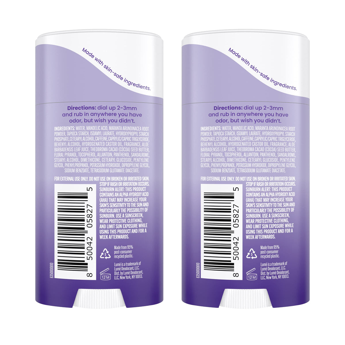 Lume cream stick open revealing smooth lotion texture for quick absorption
