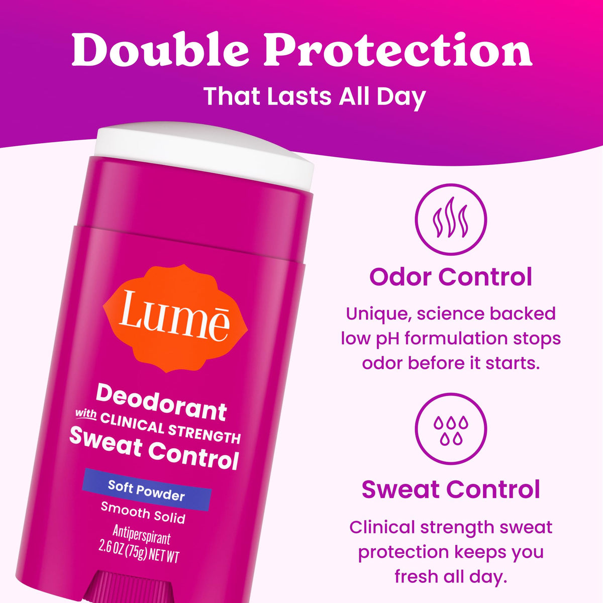 Lume stick held in hand to show scale and convenient travel-ready size