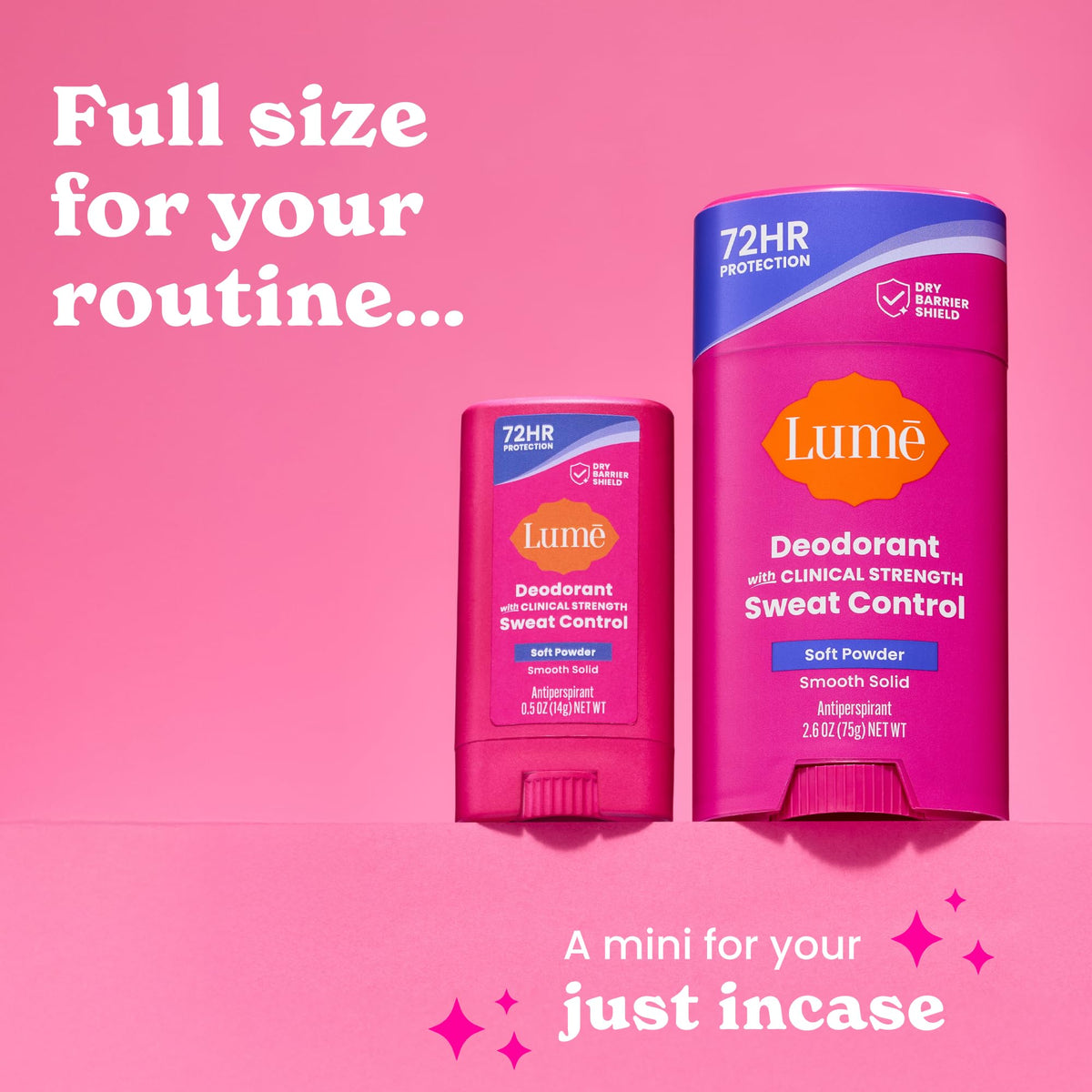 Lume texture detail of the deodorant surface highlighting gentle, non-gritty formula