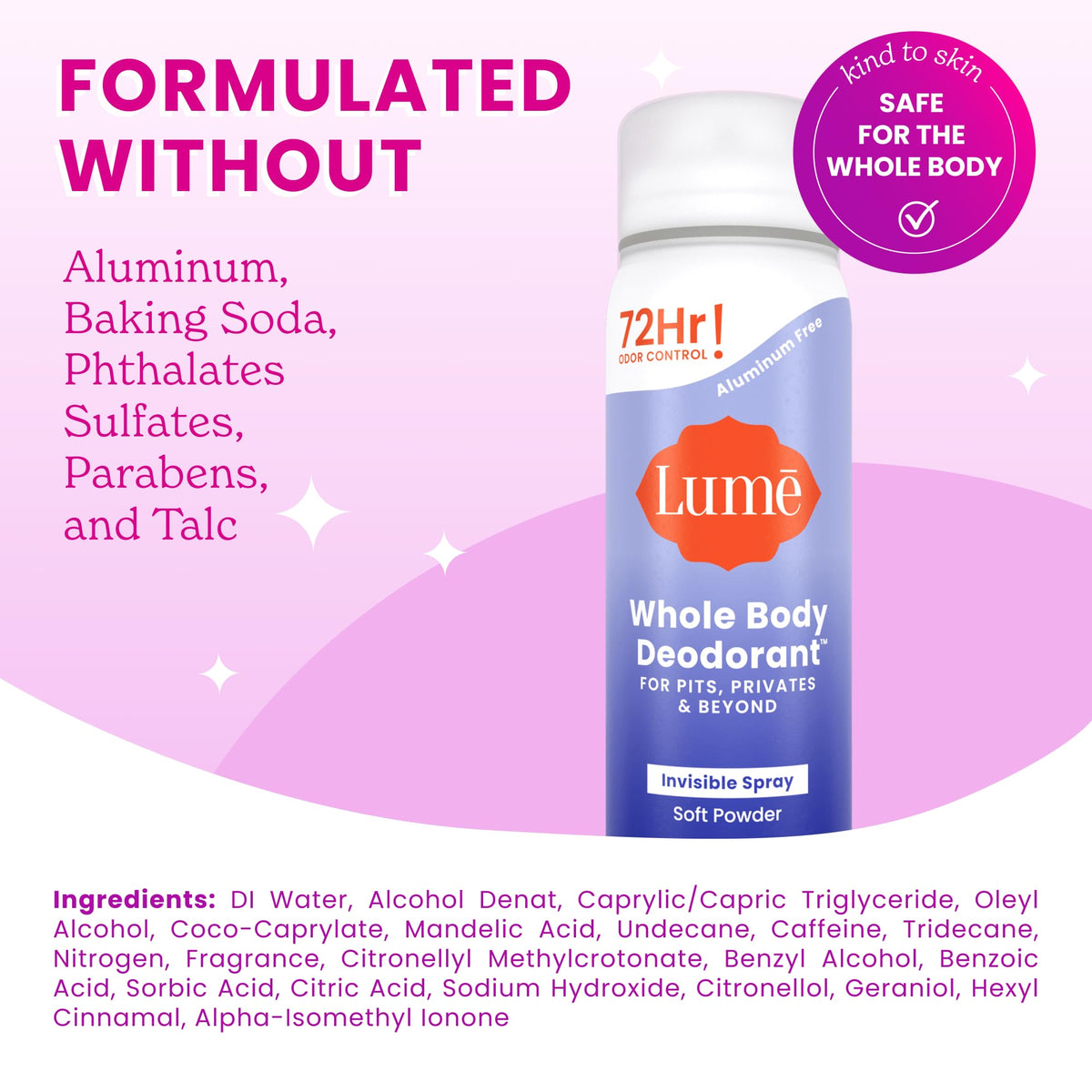 Lume texture and skin application detail showing gentle formula and comfort on sensitive areas