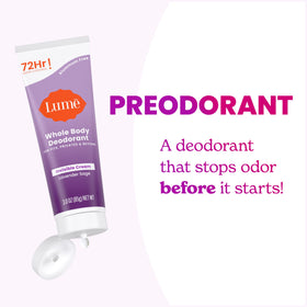 Lume tube on bathroom counter in daily routine setting showing convenience benefit