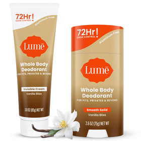 Lume Vanilla Bliss bundle front packaging showing both cream and stick for easy identification and confidence