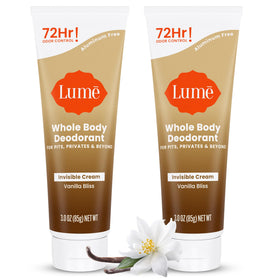 Lume front tube showing Vanilla Bliss scent and benefits
