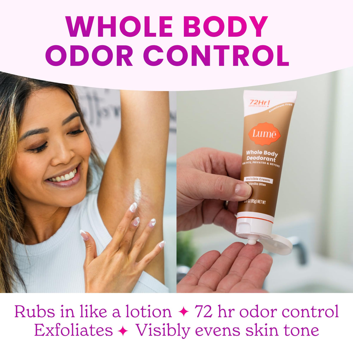 Lume in bathroom routine setting showing easy everyday use