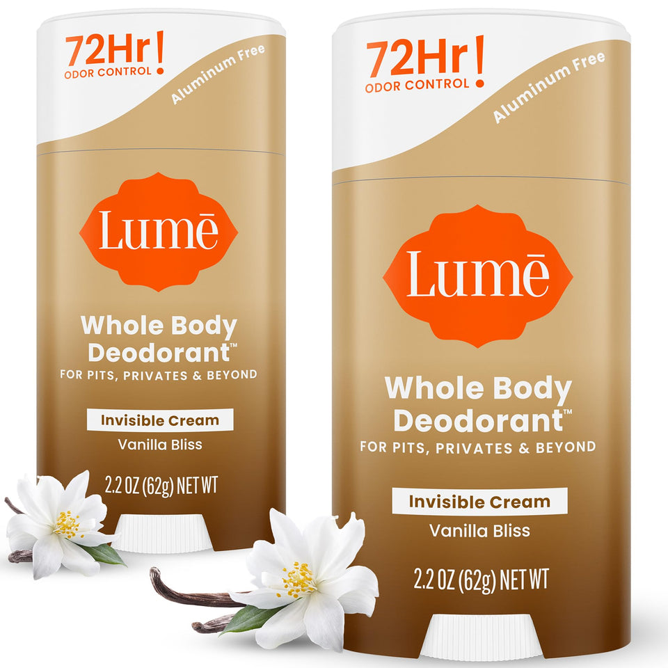 Lume front packaging showing Vanilla Bliss cream and benefits