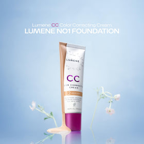 Lumene applied on model's cheek showing natural finish and even tone benefit