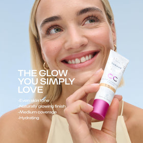 Lumene CC Cream bottle label detail highlighting vegan formula and ingredient callouts