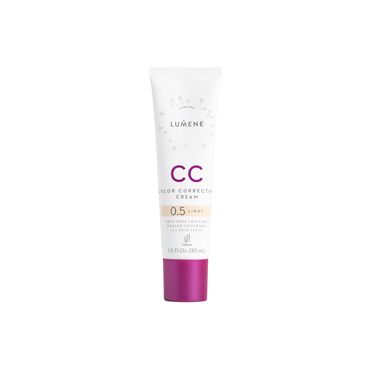 Lumene front packaging showing tube and light shade with hygienic pump benefit