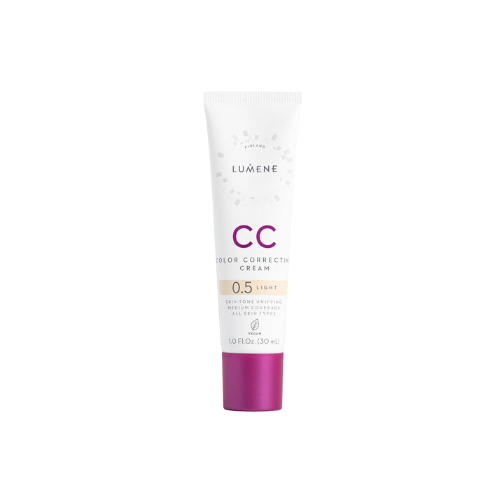 Lumene front packaging showing tube and light shade with hygienic pump benefit