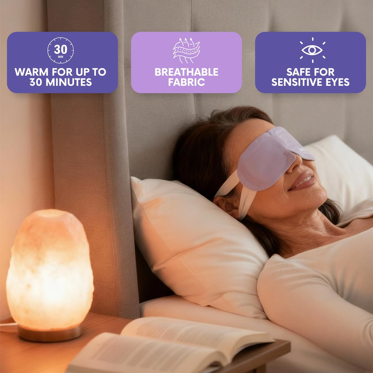 LumiDew mask in hand showing size, easy to pack and use on the go