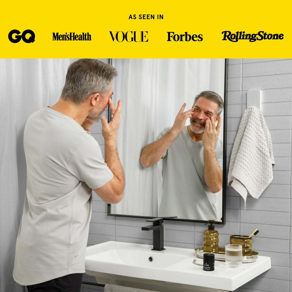 Lumin balm placed with toothbrush and SPF to show morning routine ease