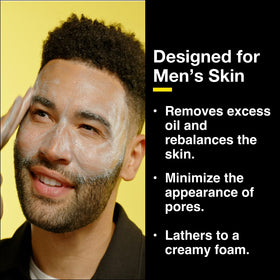 Lumin charcoal cleanser texture close-up illustrating deep-clean feel and clarity