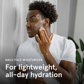 Lumin on bathroom shelf staged to show grooming routine integration