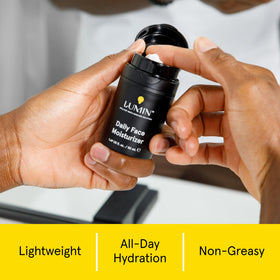 Lumin texture close-up illustrating lightweight cream and quick absorption