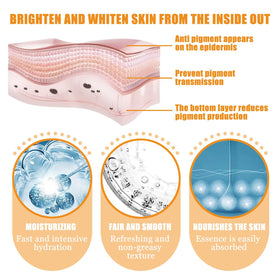 Close-up of vitamin C and ferulic ingredients with LuminaSkin, emphasizes antioxidant benefits