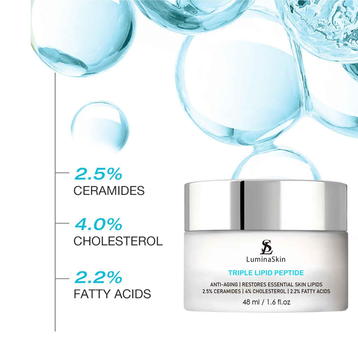 LuminaSkin open jar revealing smooth formula and nourishing consistency