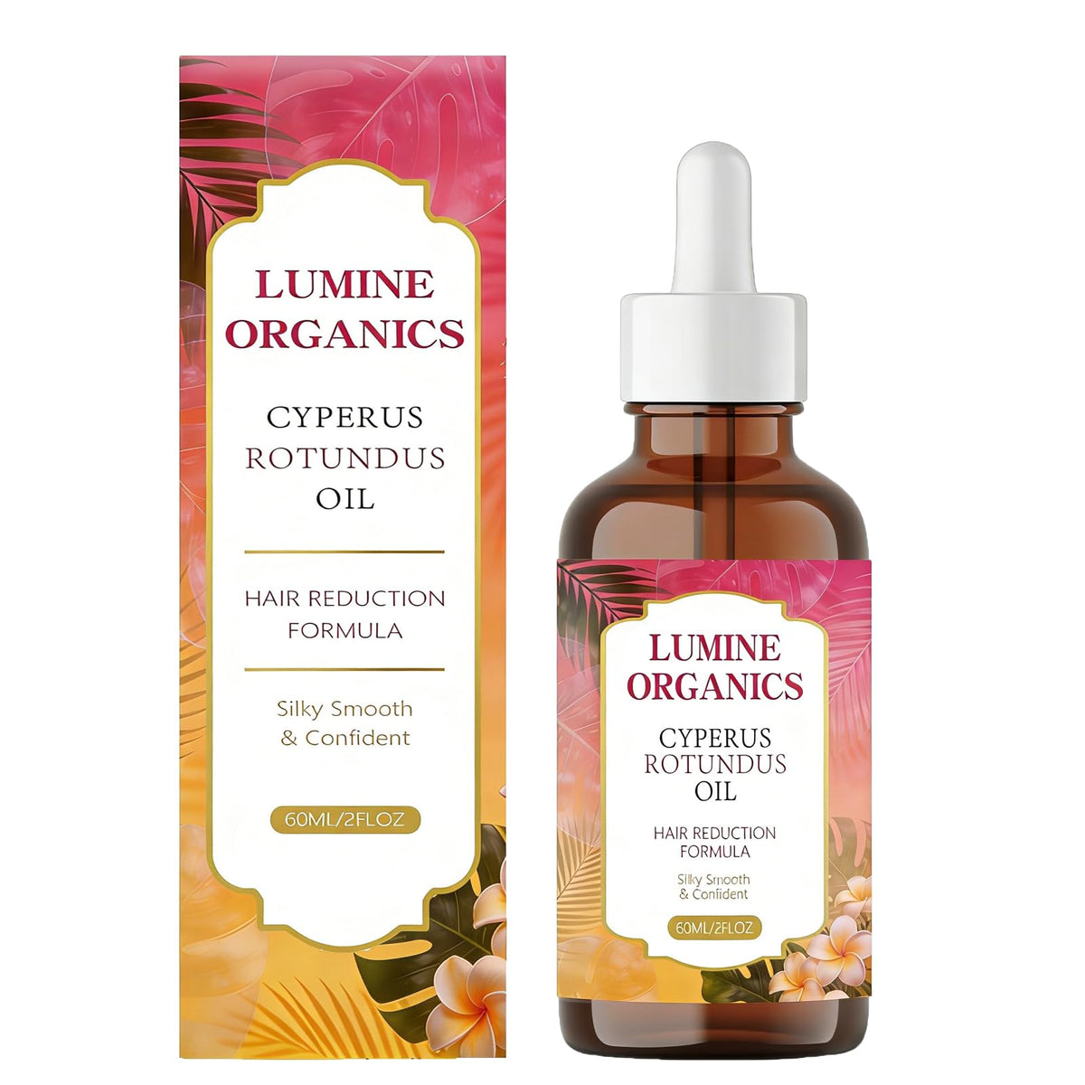 Lumine Organics front packaging showing bottle and brand, promotes natural hair care