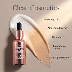 LUMINESS applying foundation with fingertip illustrating easy blendability
