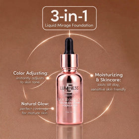 LUMINESS before and after application highlighting smoother, natural coverage