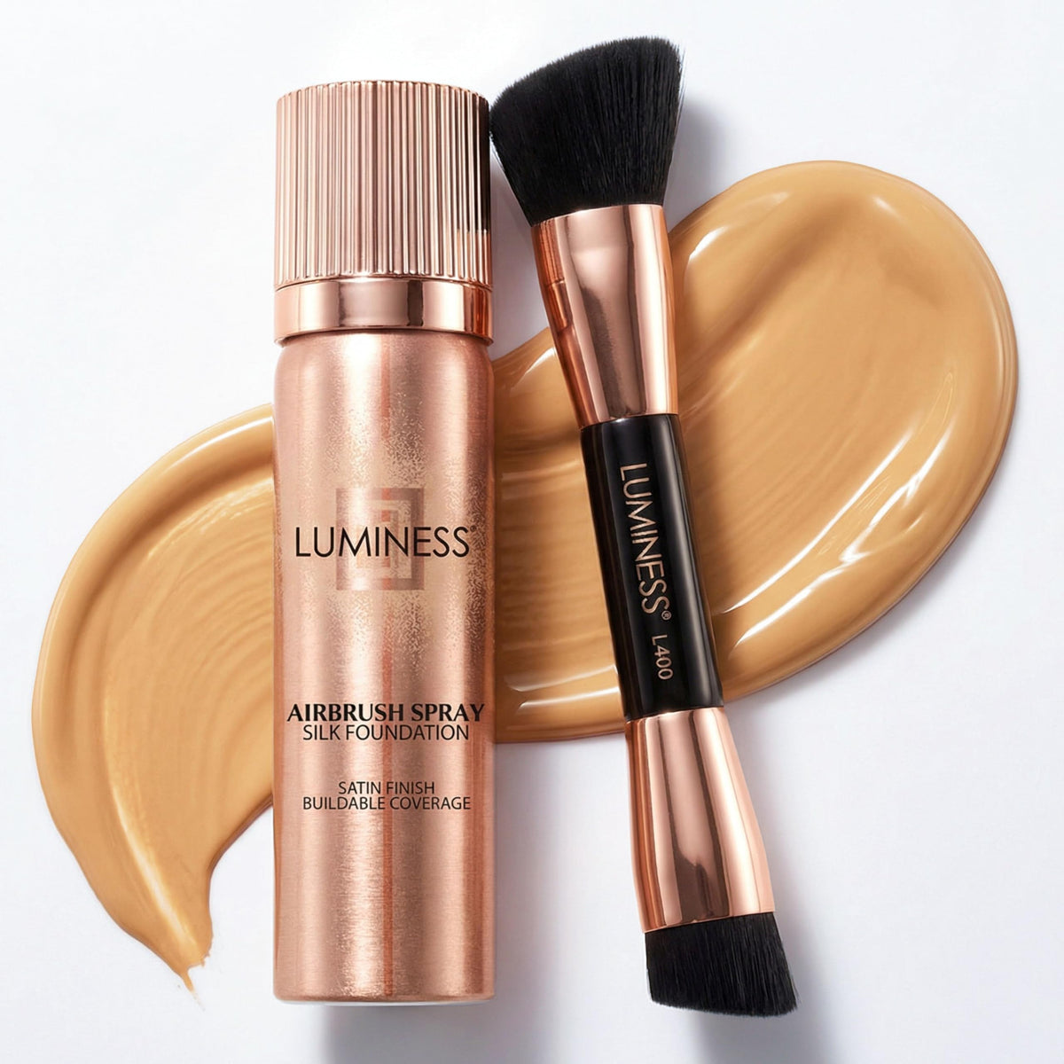 LUMINESS front packaging showing kit and benefits for flawless coverage