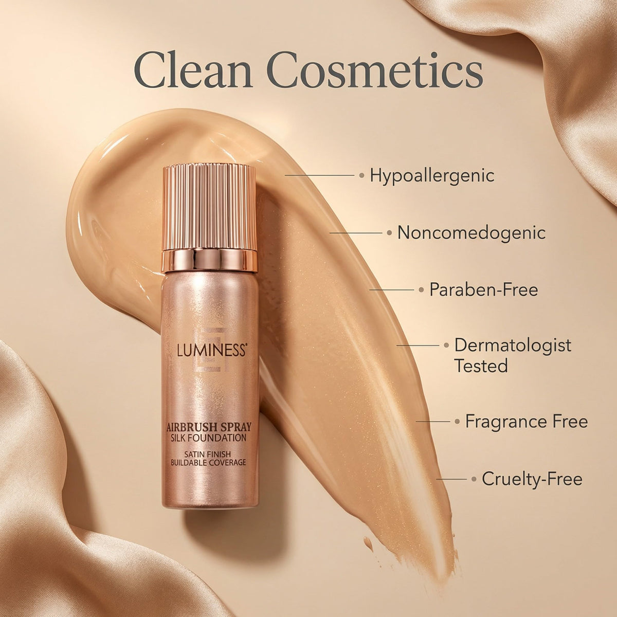 LUMINESS fine spray mist close-up showing even atomized texture